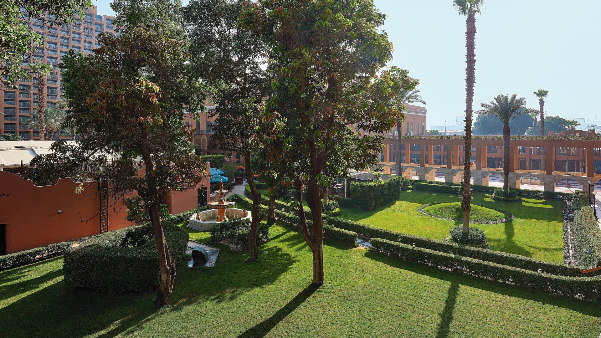 The palace gardens of the Cairo Marriott in Zamalek