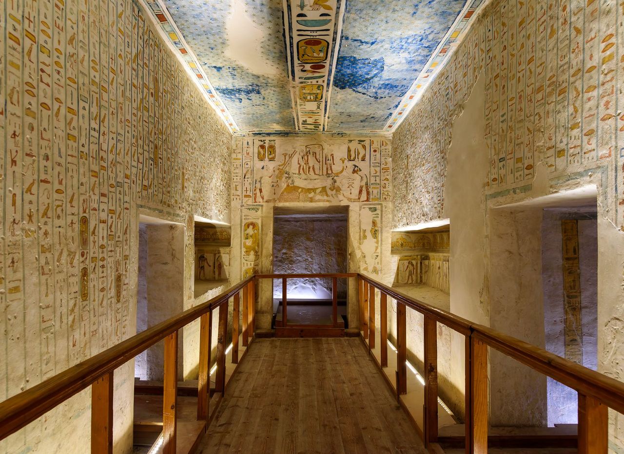 The painted corridor of the Tomb of Ramesses IV in the Valley of the Kings