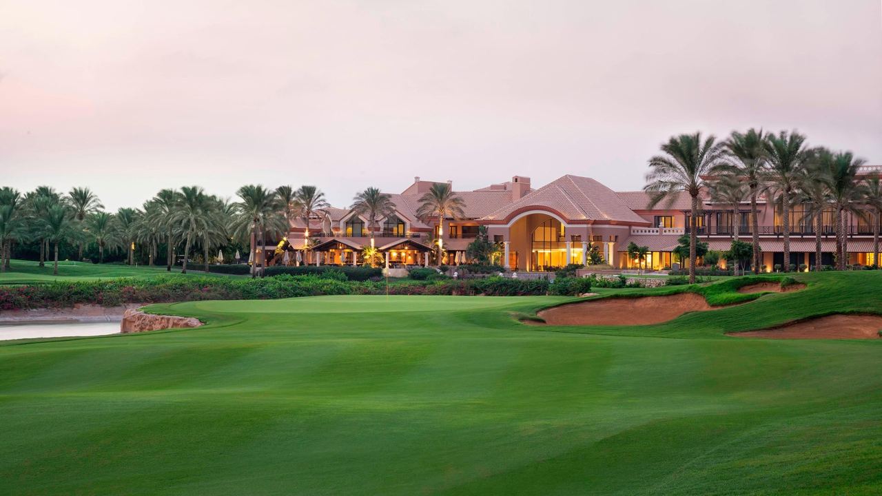 The Westin Cairo Golf Resort & Spa seen across its fairways at dusk